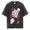 Anime Baki Washed Tshirt Harajuku Summer Cotton Short Sleeve Oversize Tees Vintage Streetwear Baki Hanma Print T-Shirt