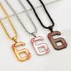  Lucky Number 0-9 Pendant Necklace Box Chain Baseball Sport Digital Stainless Steel Necklaces Casual Punk Jewelry for Men