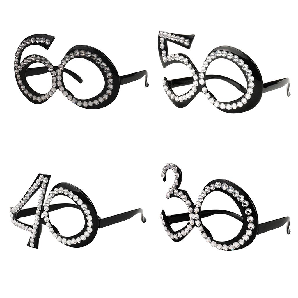 Glitter Crystal Black Birthday Glasses Wedding Anniversary glasses for party