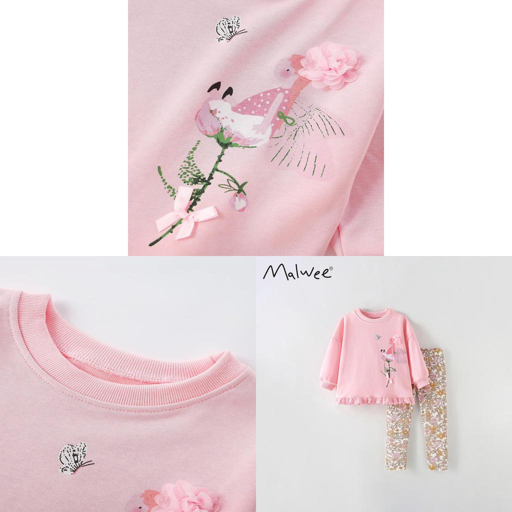 Girl Winter Sweater Set With Cotton Fabric For Middle Childhood Kids