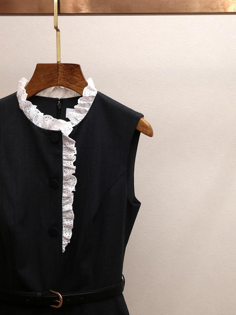 French Elegant Patchwork Lace Trim Sleeveless Vest Dress - New Spring Style for Women