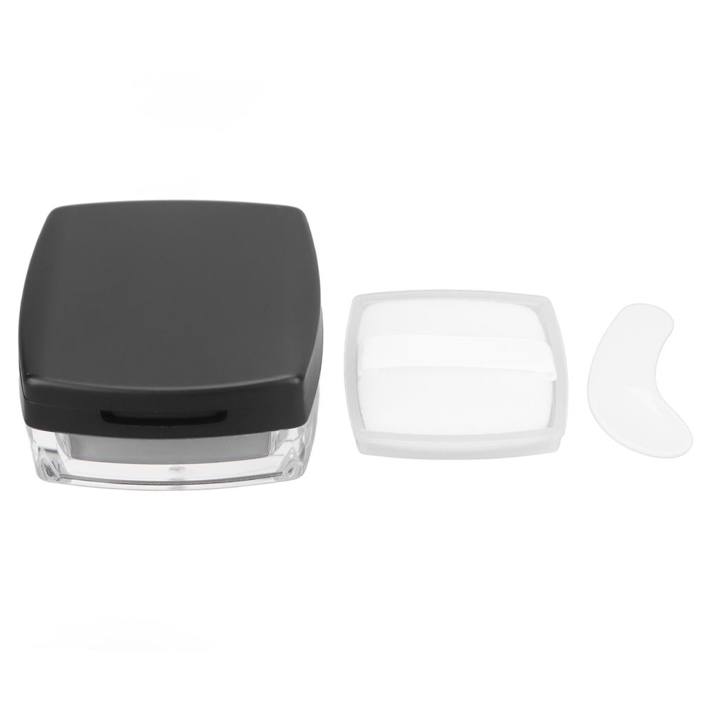 Empty Refillable Powder Case Powder Puff Mirror Spoon Separately Storage Box for Makeup Loose Powder Black