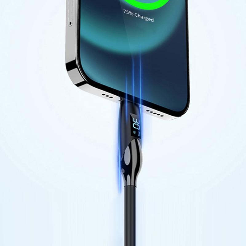

ENKAY 2m Type-C to Lightning PD 30W Fast Charging Cable LED Display Silicone Charged Data Cord A