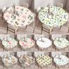 Round Vinyl Tablecloth Elastic Edge Flower Plant Printing PVC Table Cover Waterproof Home Kitchen Picnic Table Cloth