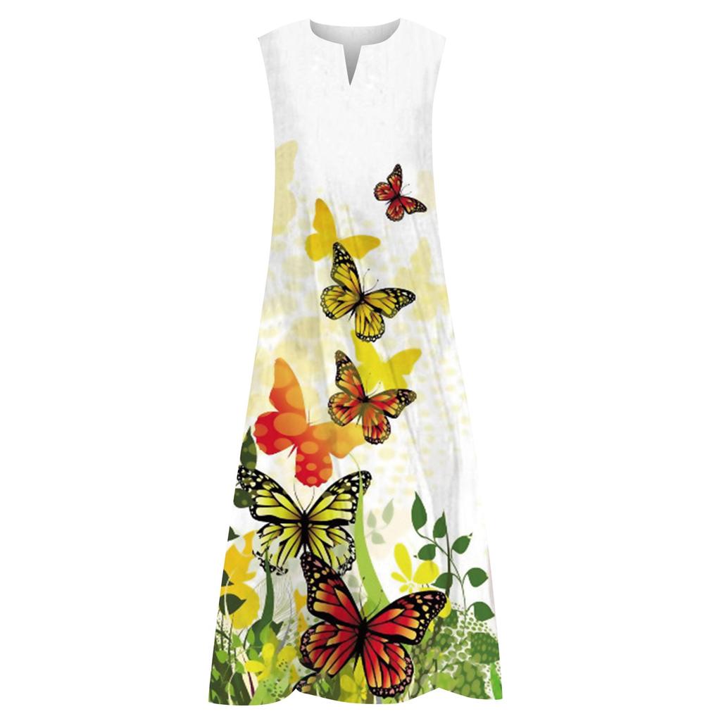Fashion Women's Casual Summer Loose Printed Round Neck Sleeveless Dress