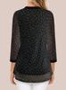 Women's European & American V-neck 3/4 Sleeve Printed Chiffon Loose Plus Size Top