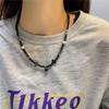 Kpop Goth Vintage Aesthetic Y2K Star Pendant Beaded Silver Color Chain Necklace Women Men Cool Grunge EMO 2000s Jewely Accessory