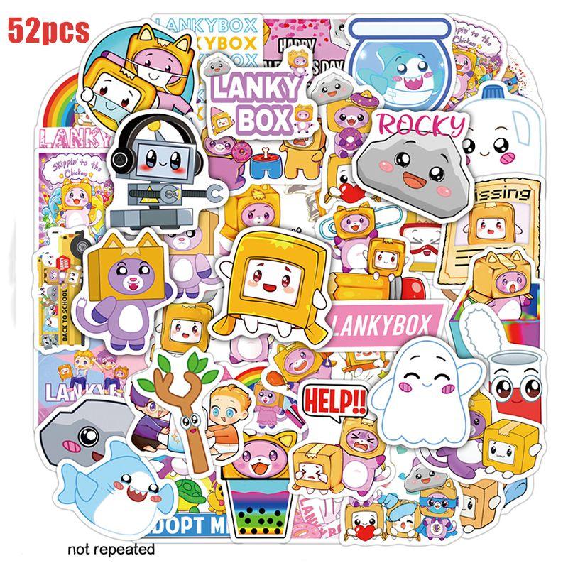 

Мультяшные 52 шт. Наклейки Lankybox Водонепроницаемые Многоразовые Граффити Декор для багажа Детские