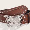 Women's Retro Hollow Butterfly Leather Waist Belt - Versatile Fashion Accessory for Jeans