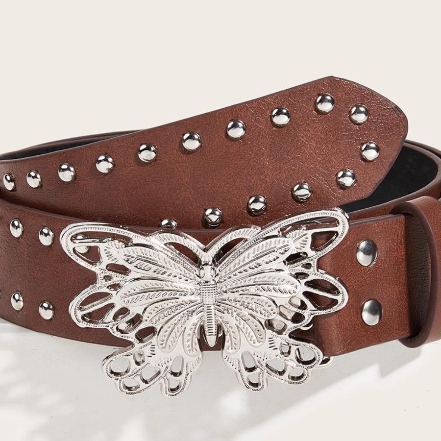 Women's Retro Hollow Butterfly Leather Waist Belt - Versatile Fashion Accessory for Jeans