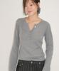 RONRON Sheer Henley Neck Knit Gray