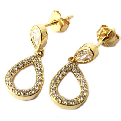 [P1227] - Gold Plated Earrings 'Sissi' White Gold - 20x9 Mm