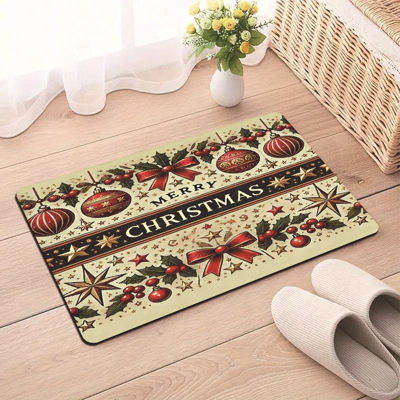 Christmas Merry Christmas Winter Snow Tree Gingerbread Gift Mat Festive Decorative Carpet Rug For Home Decor Holiday Decoration