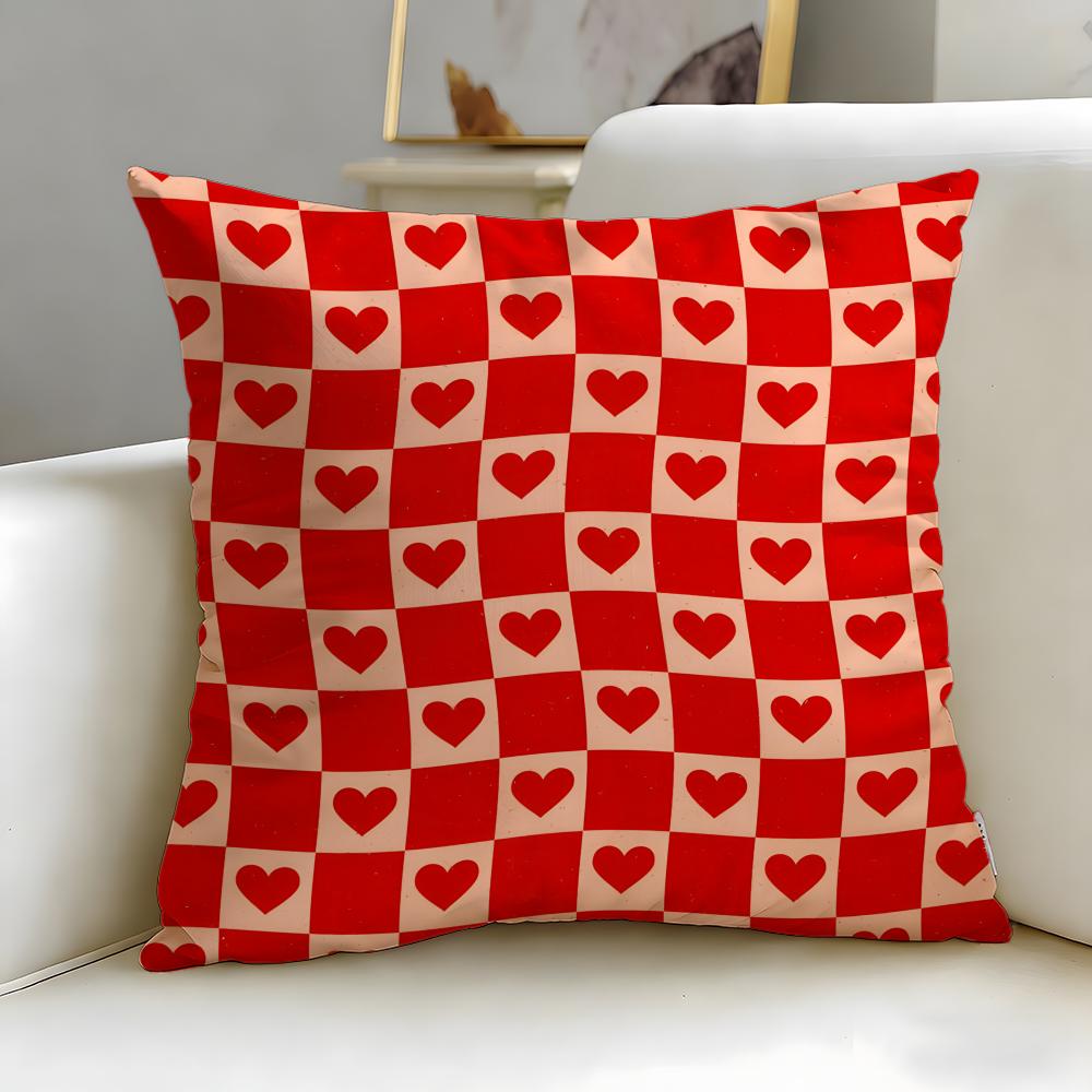Checkerboard Pattern Cushion Cover Soft EasyWash Pillow Case Versatile for Couch Bed Travel and Office