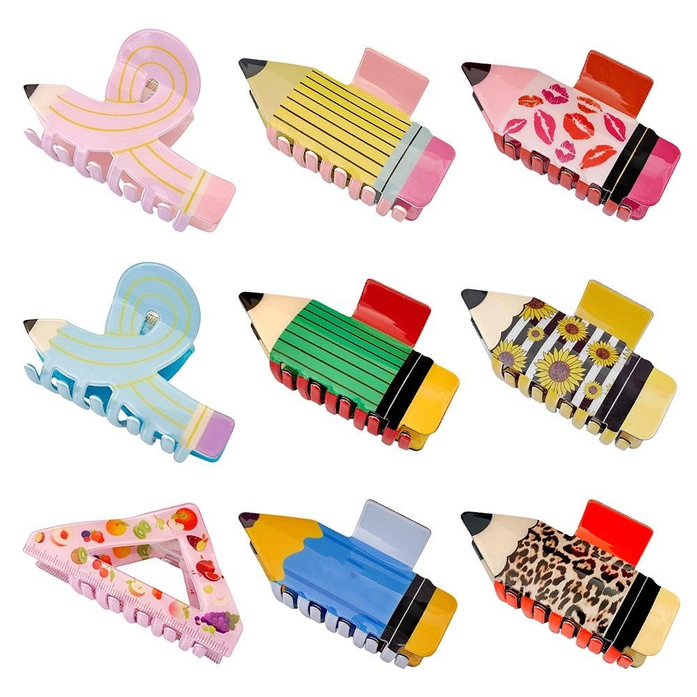 Back To School Hair Claw Clip Book Styling Hair Claw Funny Pencil Hair Clip Hair Accessory