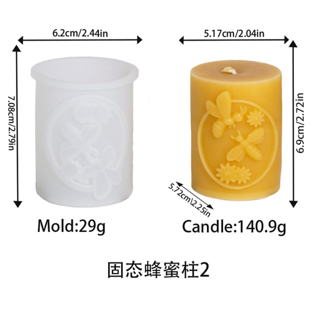 3D Honeycomb Pillar Candle Silicone Mold DIY Embossed Bee and Flower Honeycomb Cylinder Aromatherapy Candle Plaster Mold Decor