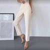 Women Pants Slim-Fit Straight Leg Nine-Point Length High Waist Tapered Dress Trousers with Pockets Business Casual Trousers