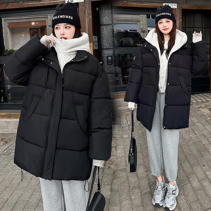 Down Cotton-padded Clothes for Women's Winter New Medium and Long Knee-padded Clothes, Loose Student Cotton-padded Jackets, and Thick Coats.