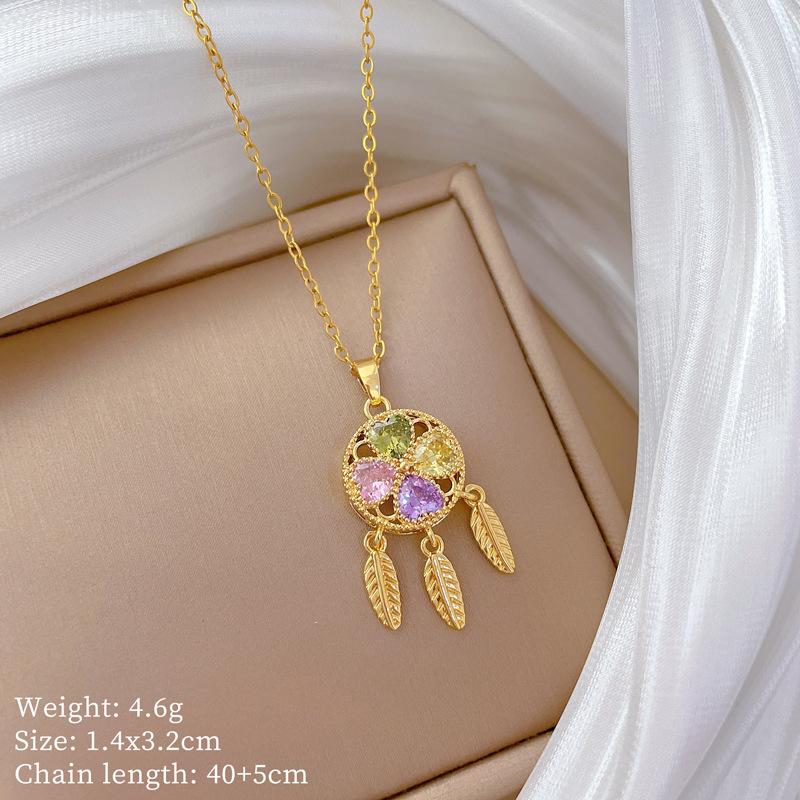 Multi-Element Style Copper Micro-Inlaid Necklace Combination Female Real Gold Electroplated Exquisite Collarbone Chain