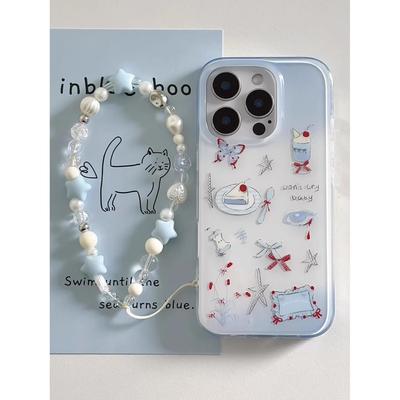 Korean Style Butterfly Afternoon Tea IPhone 15/16 Promax Mobile Phone Case Suitable for Apple 14 White Background Imd13/12