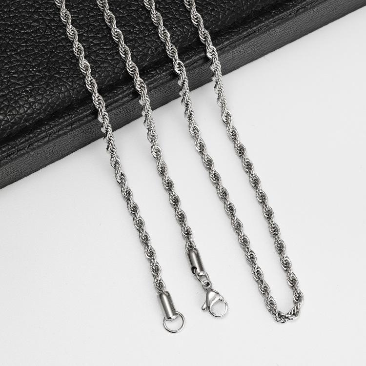 Stainless Steel Square Pearl Chain Necklace DIY Jewelry 3.0 Titanium Twist Box Chain