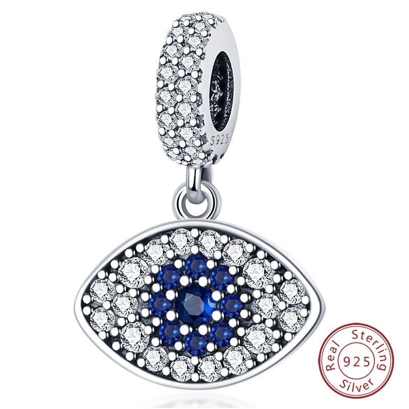 Fit 925 Silver Charms Beads Mysterious Devil's Eye Fatima's Hand Pendant Charms For Women Fine DIY Jewelry