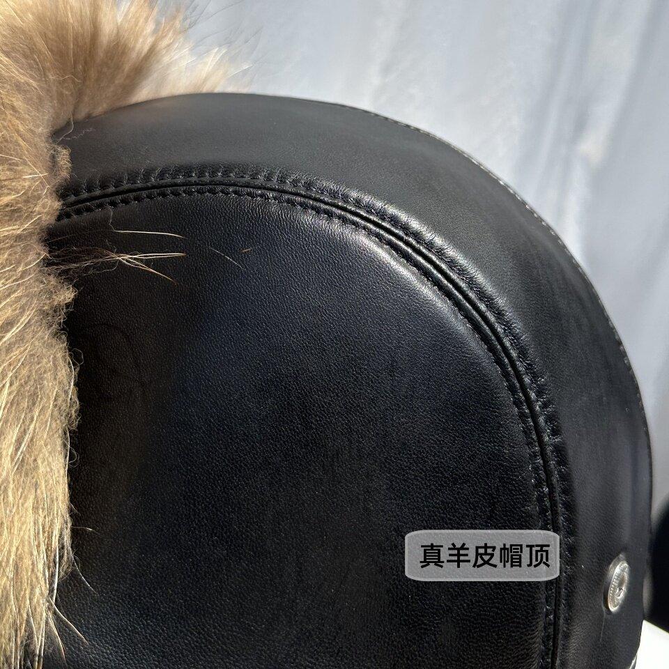 New Winter Men's 100% Real Silver Fox Fur Bomber Hat Raccoon Fur Ushanka Cap Trapper Russian Man Ski Hats Caps Real Leather