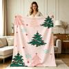 Soft Flannel Christmas Tree Print Blanket All Season Warm Cozy Lightweight Throw Blanket for Sofa Couch Bedroom Living Room Office Home Decor Winter H