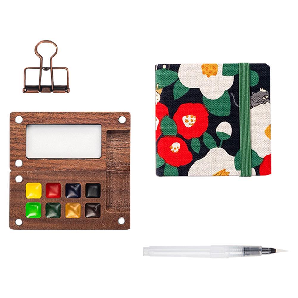 8/15 Colors Portable Travel Gouache Palette Set Mini Walnut Paint Box Artist Gouache Paint Palette Sketchbook Art Supplies