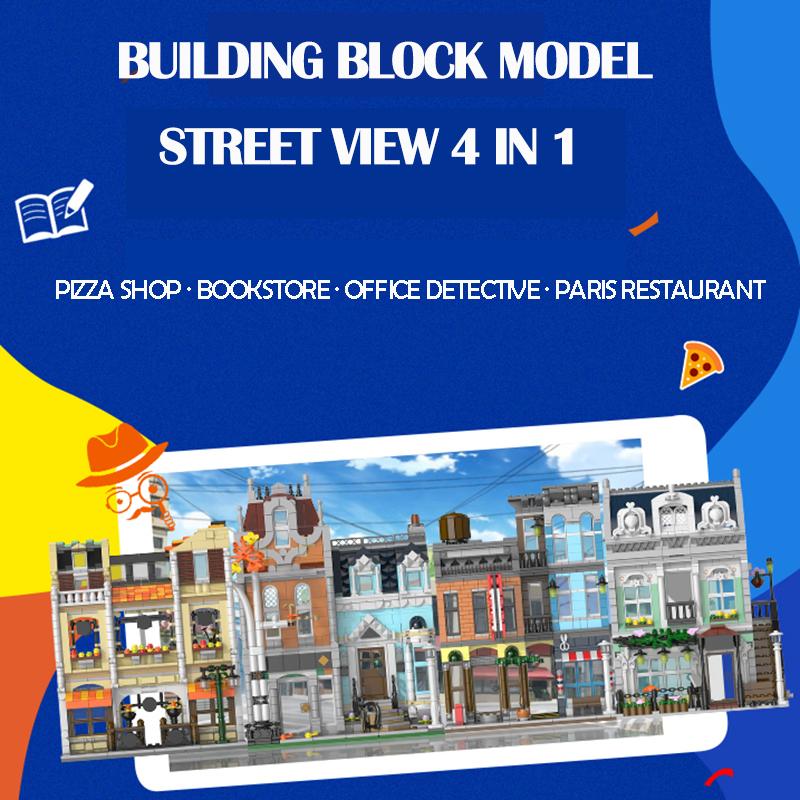 Street View Building Blocks Pizza Shop Modular Architecture Sets Detective Agency Boys — фото 4