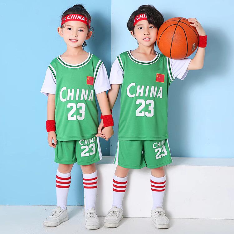 Children's China Team Basketball Jersey: Short Sleeve Uniform for Boys and Girls In Kindergarten and Primary School Sports Competitions.