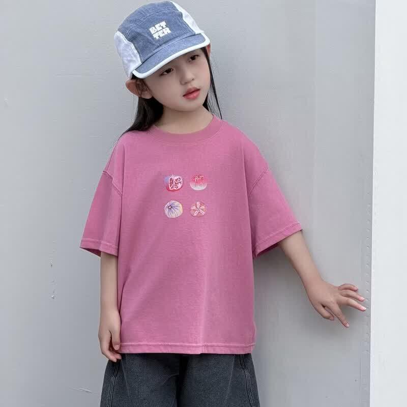 Moba Eyes Cartoon Kids  Round Neck Short-Sleeve T-Shirt 170cm (L) розовый