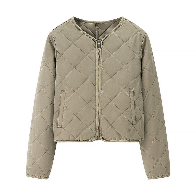 Araltay New Arrival Fashion Style Women's Clothing Fashion All-Match Casual Minimalist Long Sleeve Diamond Round Neck Cotton-Padded Coat Outwear