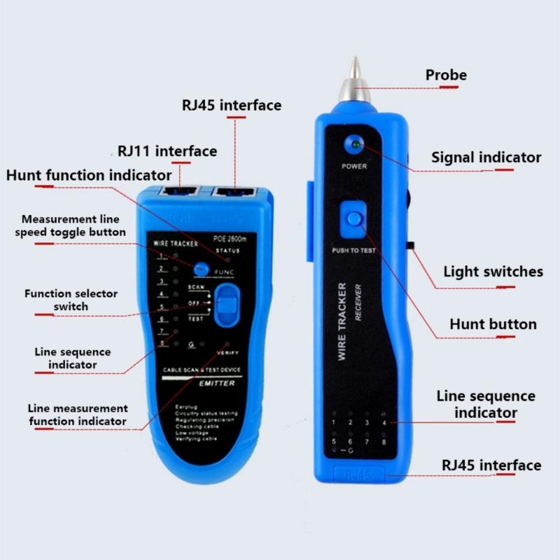 Portable POE/RJ45 Networking Tester Networking Line Finder for Accurate Cable Length Connectivities CAT5e CAT6 CAT6a