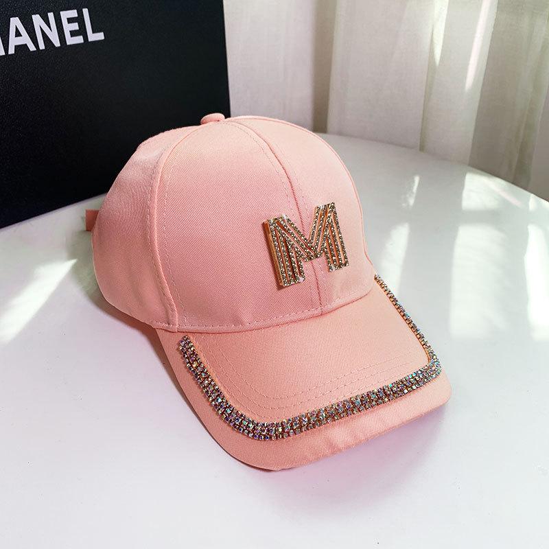 Hat Female Cap Tide Brand Spring and Summer Casual M Letter Rhinestone Sunshade Baseball Cap