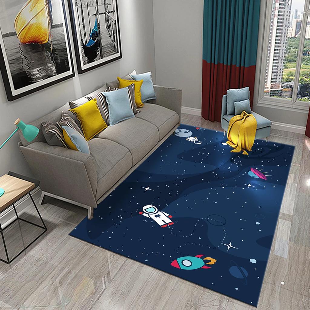 3D Cartoon Astronaut Rocket Carpet for Living Room Bedroom Decor Area Rug Kids Play Crawling Mat Floor Mats Kitchen Non-slip Rug