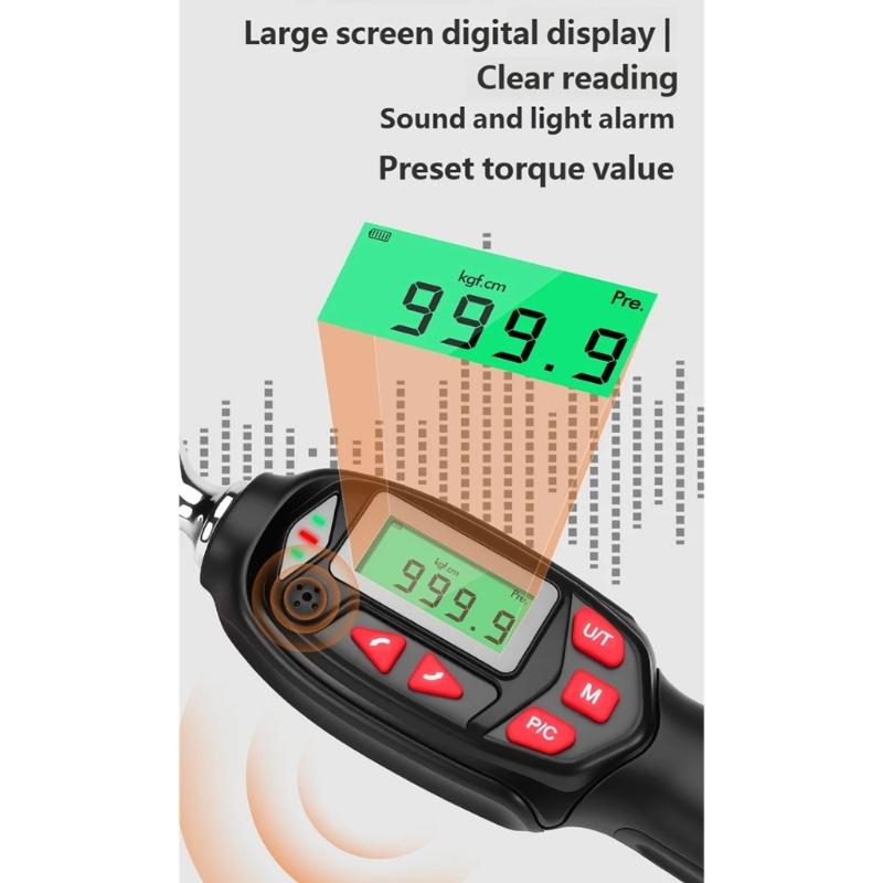 32pcs/set Torque Wrench Kit with Digital Display and Multiple Bit for Motorcycle Maintenance 1/4inch Drive Spanner