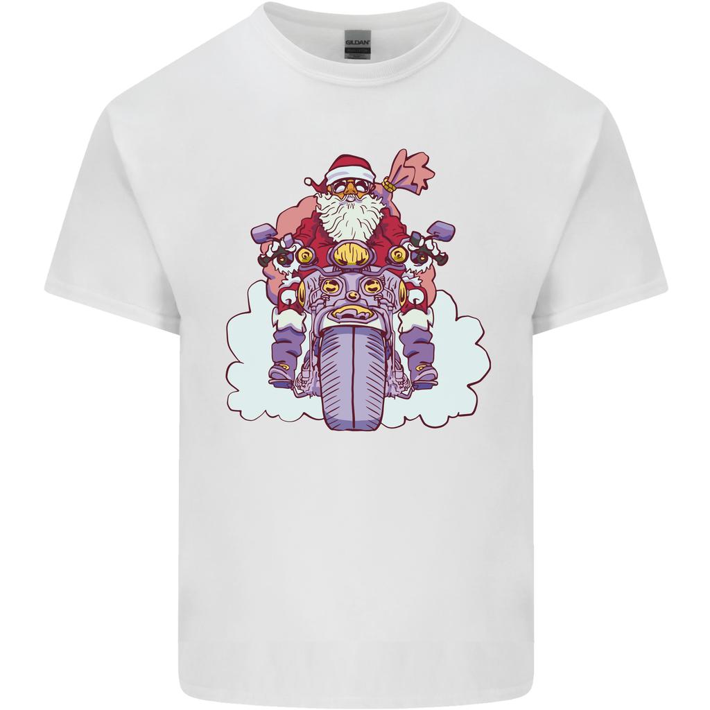 Biker Santa Christmas Motorcycle Motorbike Unisexs Light Cotton TShirt