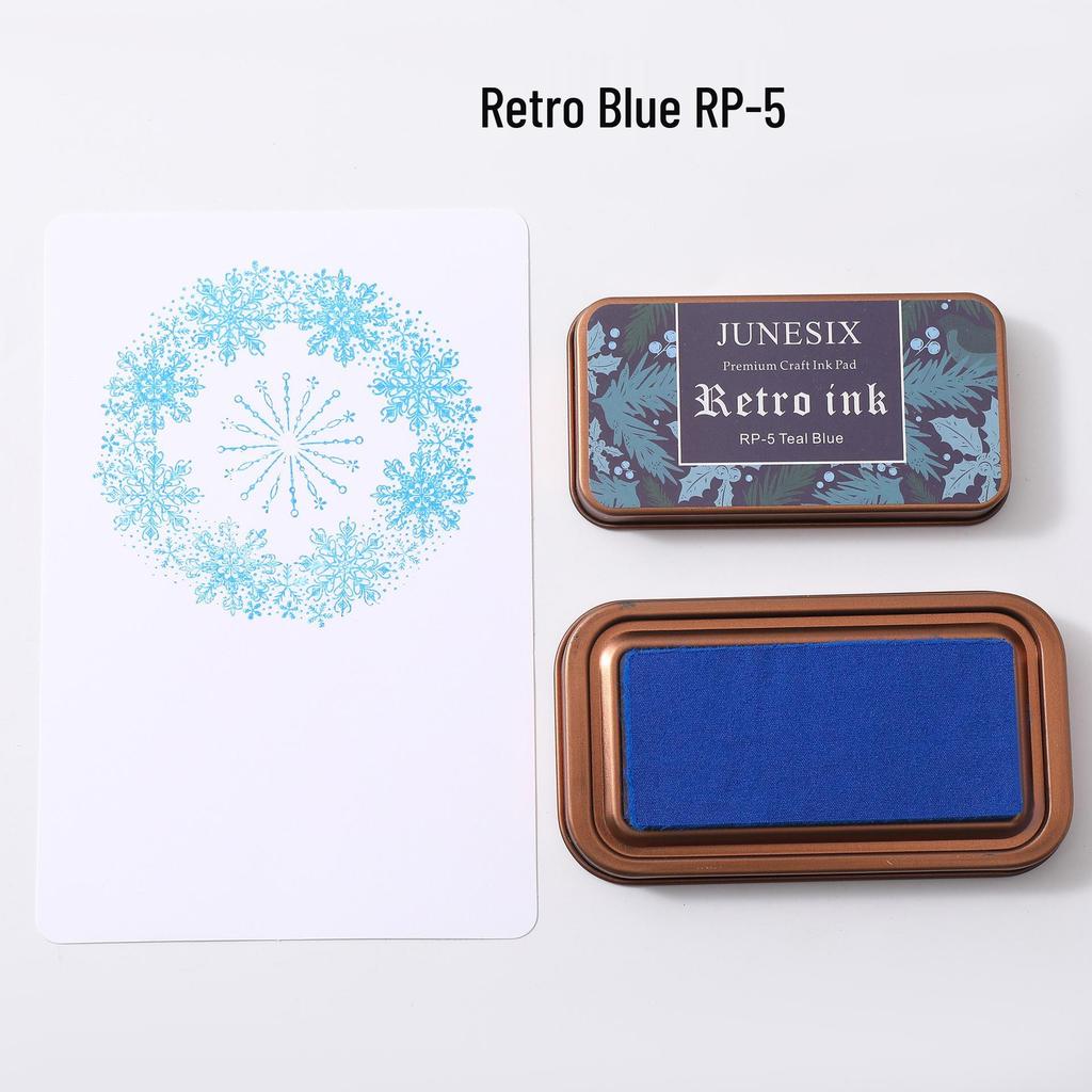 Retro Tin Box Stamp Pad Set: 8-Color Ink Pads for Rubber Stamp Journals and DIY Projects.