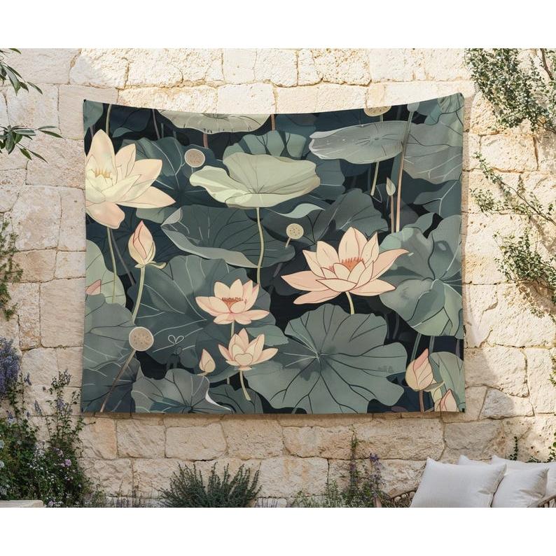 Water lilies tapestry 75x100 чёрный