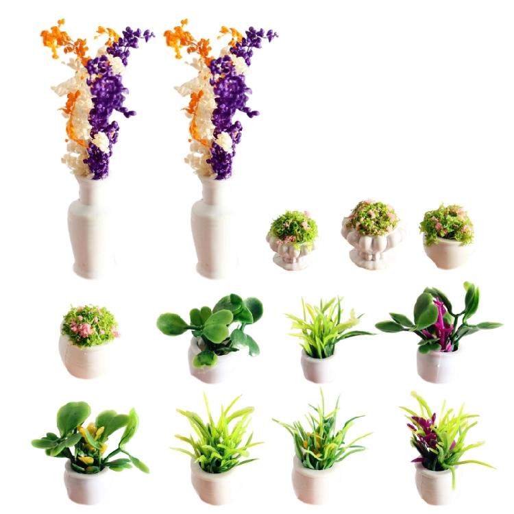 

13pcs Artificial PVC Potted Plant For 1/12 Doll House Decoration Kids Friendly Easy Clean Garden Scene Landscaping Props 1