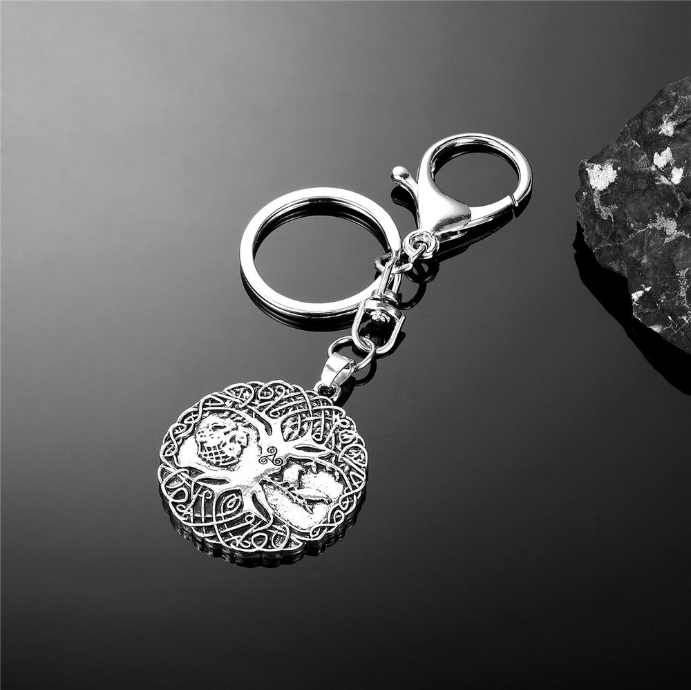 Norse Tree of Life Pendant Viking Amulet Necklace Men Leather Rope Chain Keychain Talisman Male Jewelry Gift