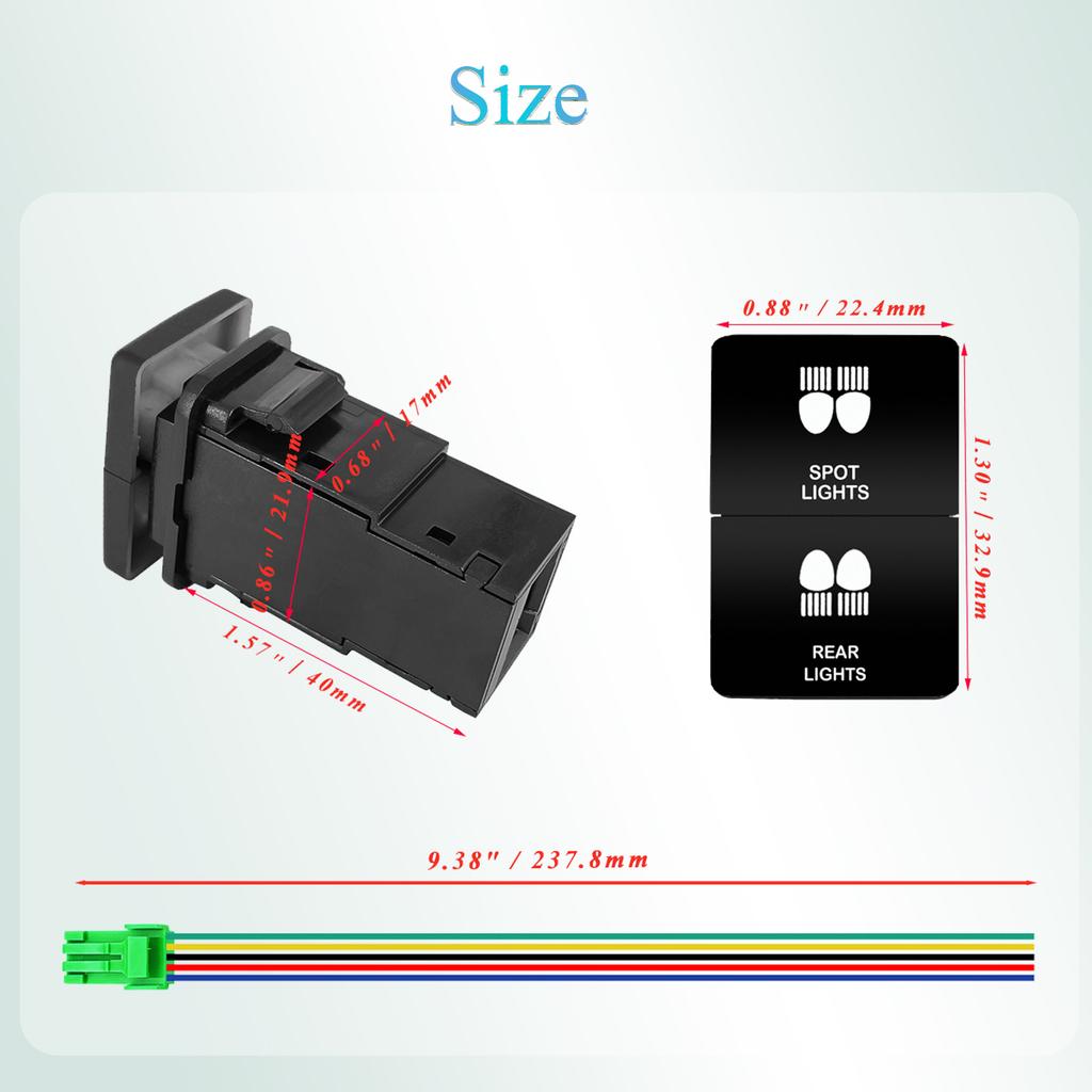 12V 24V LED Rocker Switch Dual Button ON/OFF Amber White Light for LED Light Bar Fog Lights Jeep Toyota 4Runner Land Cruiser