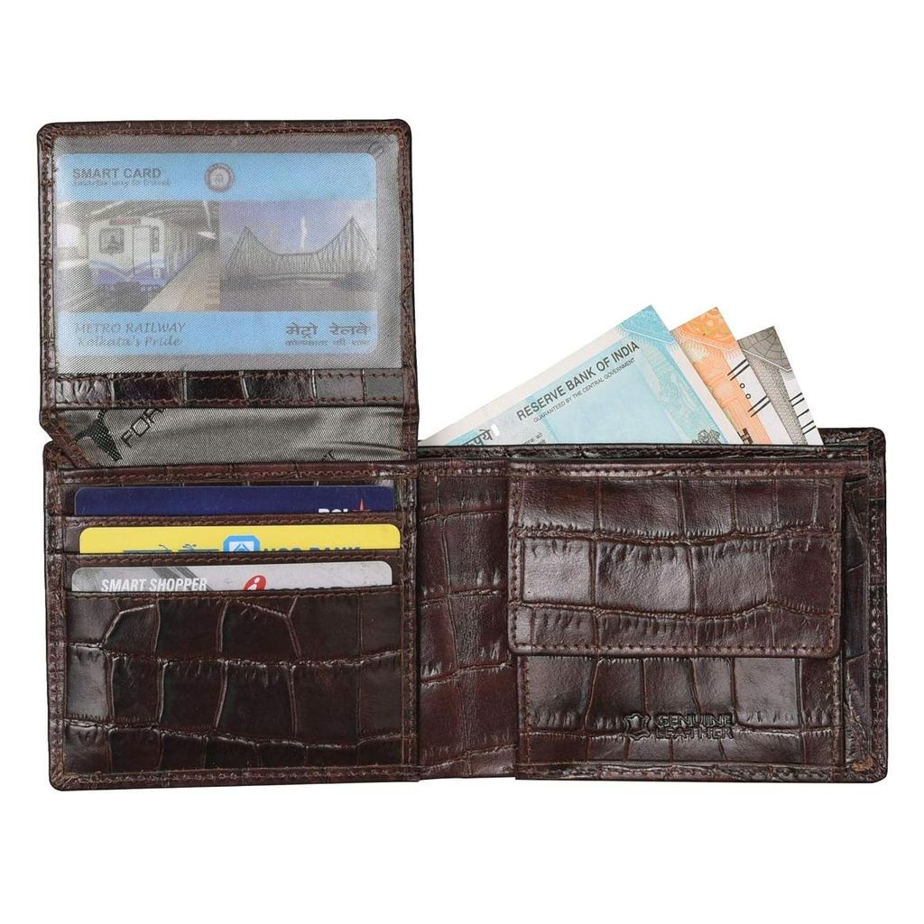 Carl Printed Brown Leather Wallet for Men