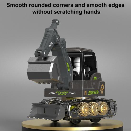 Press Gear Construction Vehicle Toy Realistic Kids Excavator Engineering Car Toy with Movable Digging Arm Toddlers Boys Educational Digger Truck