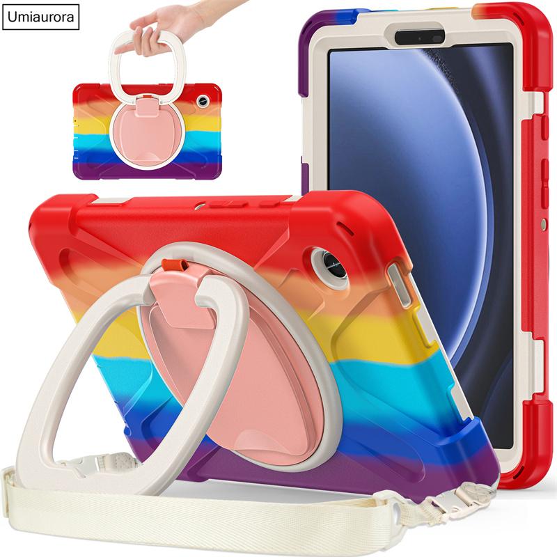 For Samsung Tab A7 A8 A9 A11 Plus SM-X230 X210 X200 T220 S6 Lite 10.4" Shockproof Tablet Case Pull Ring Stand Strap Rugged Funda