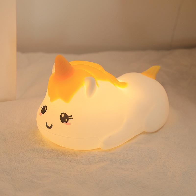 Cat Dinosaur Unicorn Silicone Night Light Mushroom Dog Lamp Kids Room Decor Gift