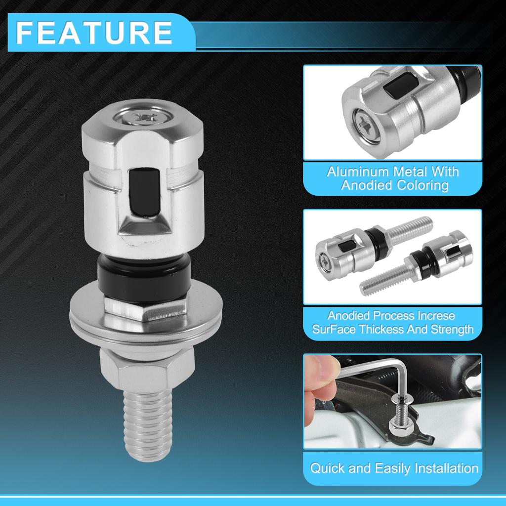 Motoforti Universal Motorcycle M6 License Plate Screws Cover Anti Theft License Plate Screw Frame Bolt Kit Aluminum Alloy