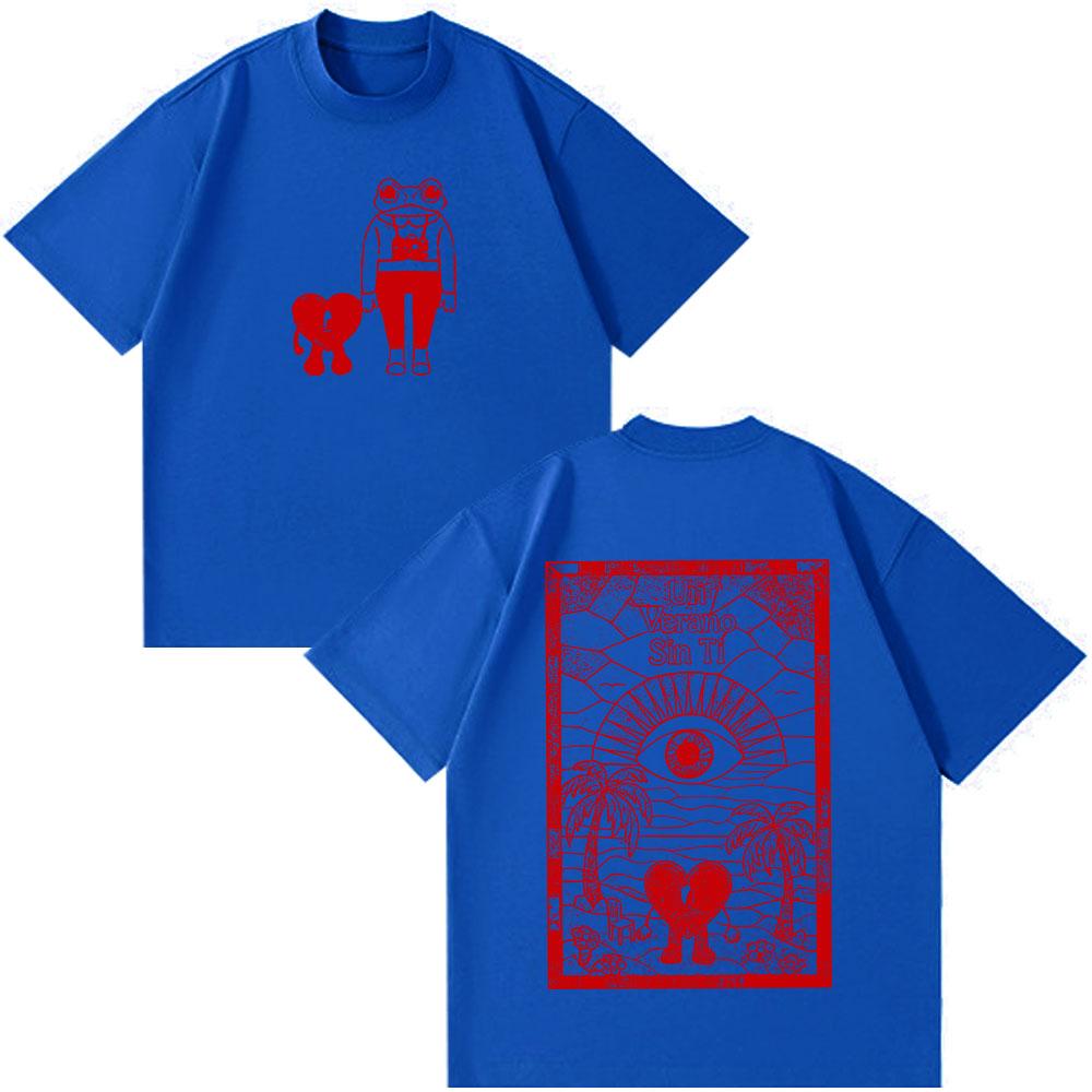 Bad Bunny Un Verano Sin Ti Fashion Print Vintage T Shirt Men Women Oversized Tshirt Casual Cotton Harajuku Streetwear Tshirts