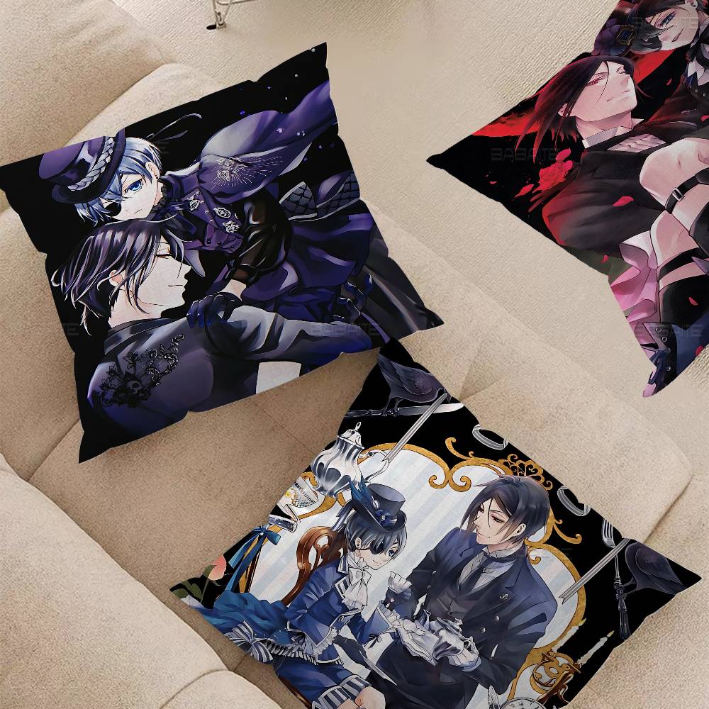 B-Black B-Butler Japanese Anime Cushion Cover Polyester Sofa Cushions Decorative Throw Pillows Home Decoration Pillowcover